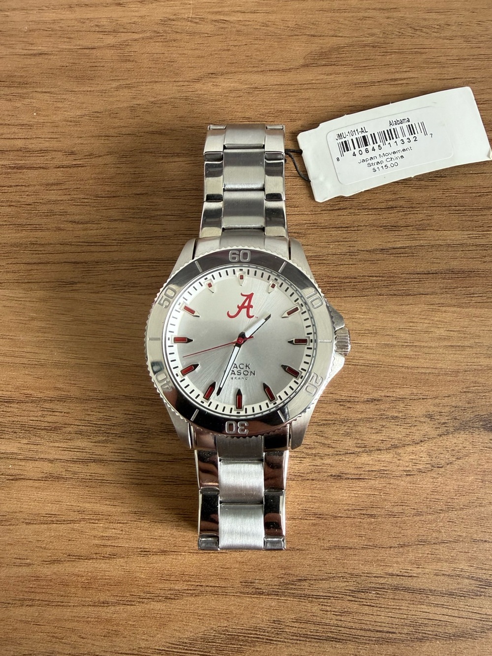 University of Alabama - Jack Mason Brand- Silver Stainless Steel Watch - NWT